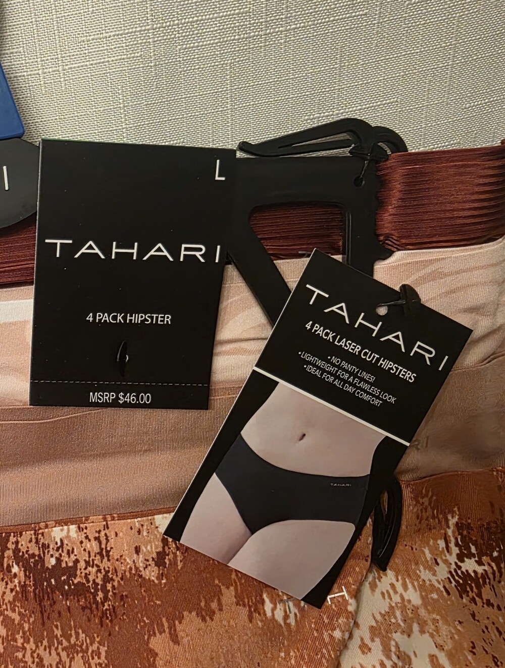 Tahari Women’s 4-Pack Laser Cut Hipster Underwear – Rust/Brown/Blush
